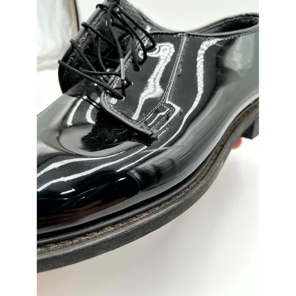 Altama 00941C Men's 9.5E‎ Dress Shoes Black Patent Leather Round Lace Up Oxfords
